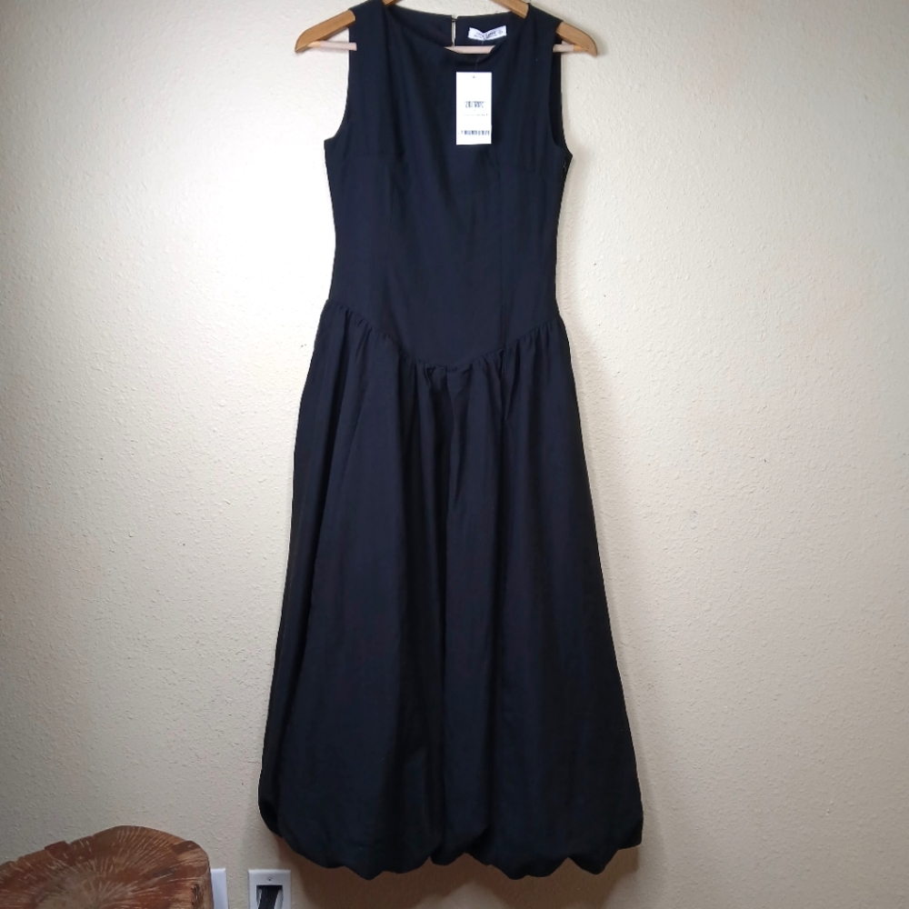 12th Tribe Black Midi Dress